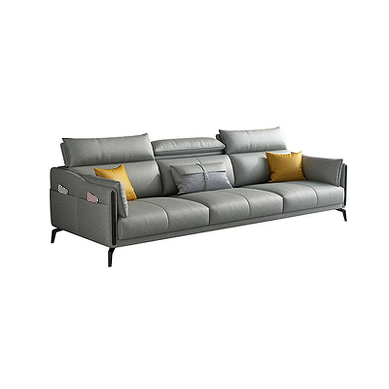 Grey Faux Leather Waterproof Sofa Stain-Resistant High Back Sectional Clearhalo 'furn' 'furn_sectionals' 'Furniture' 'furniture_sectionals' 'Living Room Furniture' 'Sectionals' 1200x1200_3ba289dd-3e84-4593-8ffb-45e860e267fa