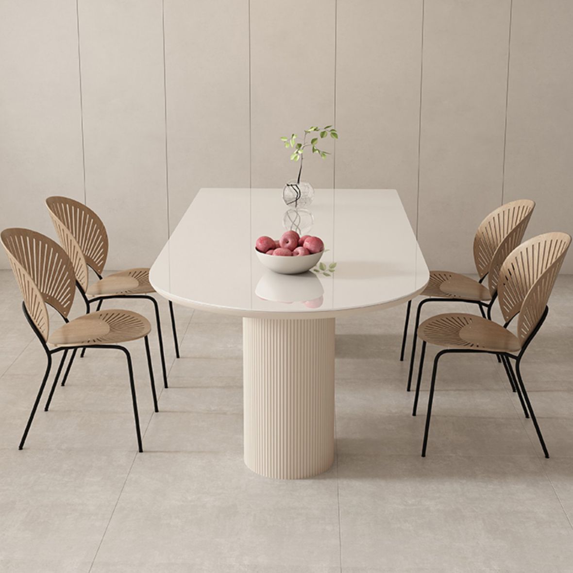 Slate and Metal Table Modern Minimalist Home White Dining Table