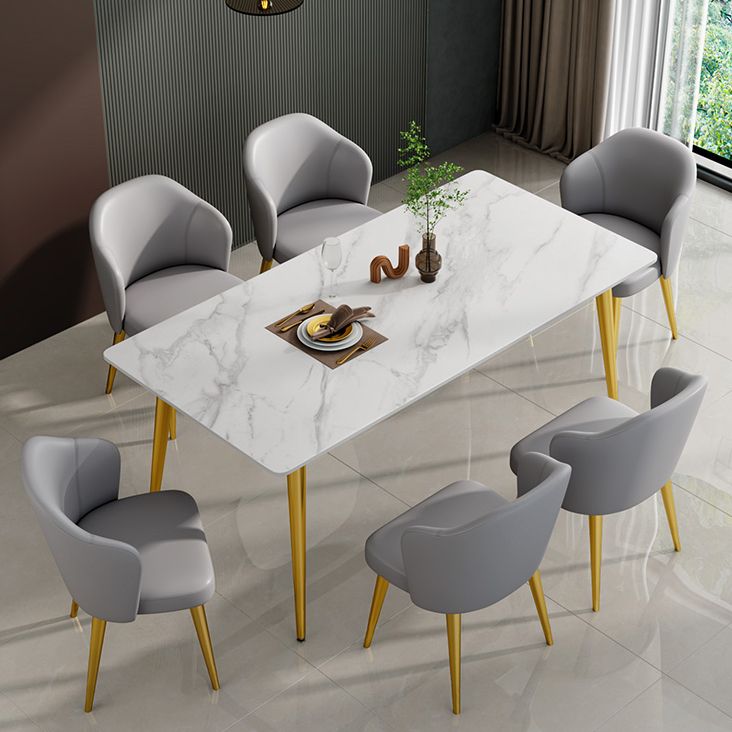 Glam Sintered Stone Kitchen Dining Table White Kitchen Dining Table with 4 Legs Base Clearhalo ' dining_table' 'Dining Tables & Seating' 'Dining Tables' 'furn' 'furn_dining_table' 'Furniture' 'furniture_dining_table' 'Kitchen & Dining Furniture' 'kitchen&dining_furn' 'kitchen' 'kitchen_dining_table' 1200x1200_3ba490f0-c537-42be-91b4-6225e4df5757