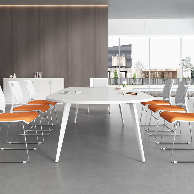 Contemporary Wooden Writing Desk White Oval Office Desk for Office Clearhalo 'furn' 'furn_office_desk' 'Furniture' 'Office Desks' 'Office Furniture' 'office_desk' 1200x1200_3ba49cc7-e32e-4c98-b89b-60ed95466ee9