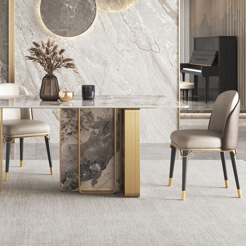 Luxury 1/2/3/4/5/6/8/9 Pieces Dining Set Sintered Stone Dining Table with Leather Chairs Clearhalo 'Dining Room Sets' 'Dining Tables & Seating' 'dining_room_set' 'furn' 'furn_dining_room_set' 'Furniture' 'furniture_dining_room_set' 'Kitchen & Dining Furniture' 1200x1200_3ba67ac2-864a-4da4-aab4-c570097990a8