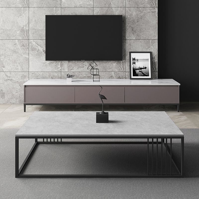 Enkele salontafel leisteen rechthoekige koffiecocktailtafel licht grijs