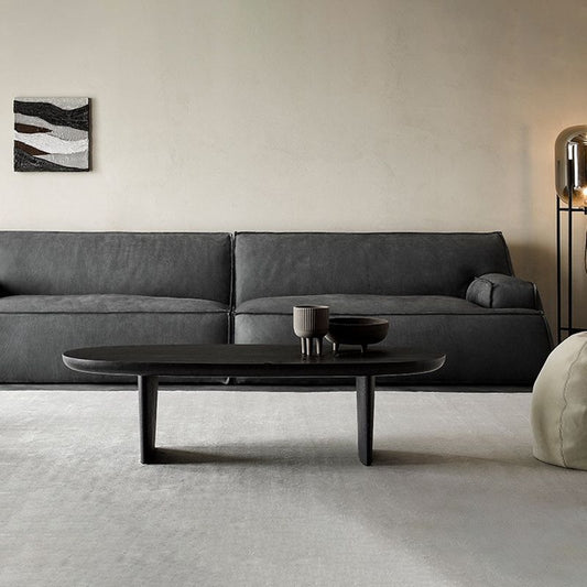 Tavolino ovale del nord dell'Europa tavolino in legno in nero