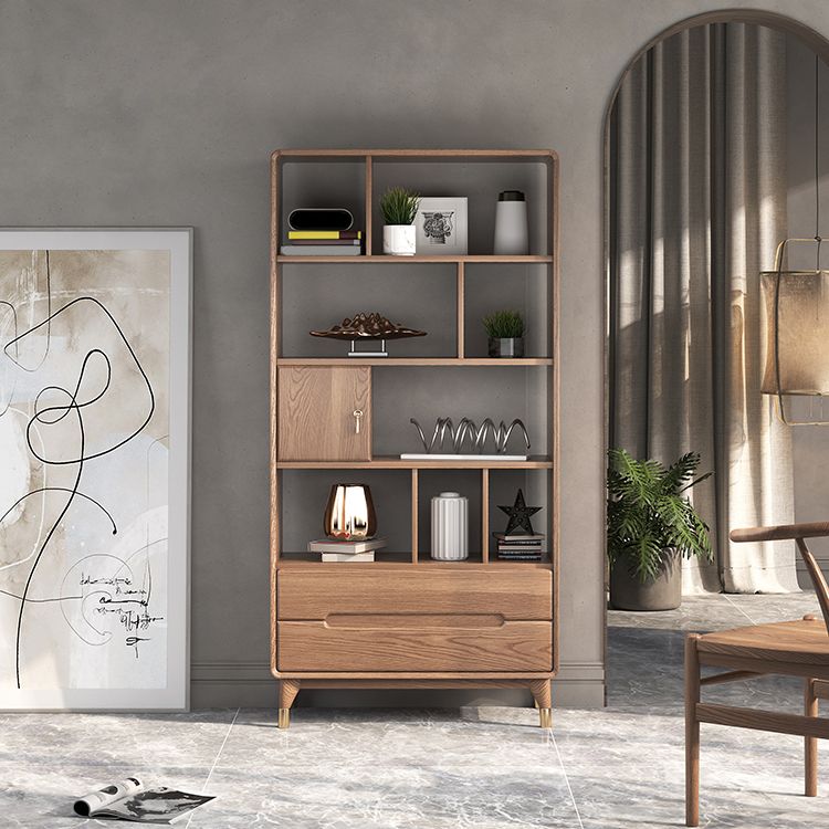 Image de rangement en bois massif de 74 "Tireurs de rangement massif inclus coffre avec étagères