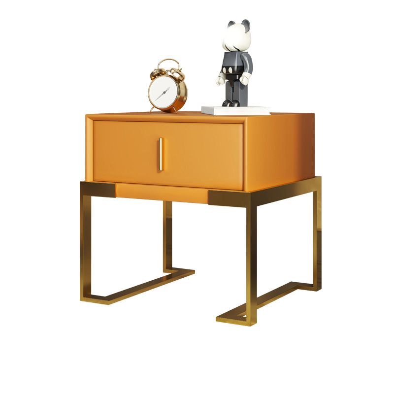 Midden-eeuwse moderne lederen nachttafel 1-lading 20 "lang nachtkastje met benen