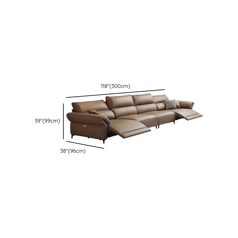 Pillow Top Arm Power - Push Button Scratch Resistant Genuine Leather Sofa