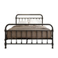Modern Black Iron Bed with Rectangle Headboard and Metal Legs