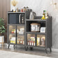 Server da pranzo in pietra glam Sideboard interno grigio con porte di vetro