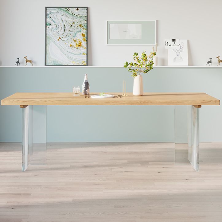 Contemporary Khaki Standard Dining Table Solid Wood Rectangle Dining Table with Double Pedestal Base Clearhalo ' dining_table' 'Dining Tables & Seating' 'Dining Tables' 'furn' 'furn_dining_table' 'Furniture' 'furniture_dining_table' 'Kitchen & Dining Furniture' 'kitchen&dining_furn' 'kitchen' 'kitchen_dining_table' 1200x1200_3bb3de50-d307-41f2-a6bf-620248874d52