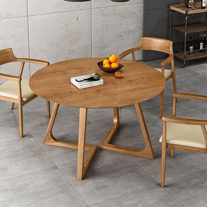 Contemporary Round Dining Table Pine Solid Wood Table with Double Pedestal for Home Kitchen Dinner Clearhalo ' dining_table' 'Dining Tables & Seating' 'Dining Tables' 'furn' 'furn_dining_table' 'Furniture' 'furniture_dining_table' 'Kitchen & Dining Furniture' 'kitchen&dining_furn' 'kitchen' 'kitchen_dining_table' 1200x1200_3bb45ec6-db5a-4a77-9339-63aa23cf695f