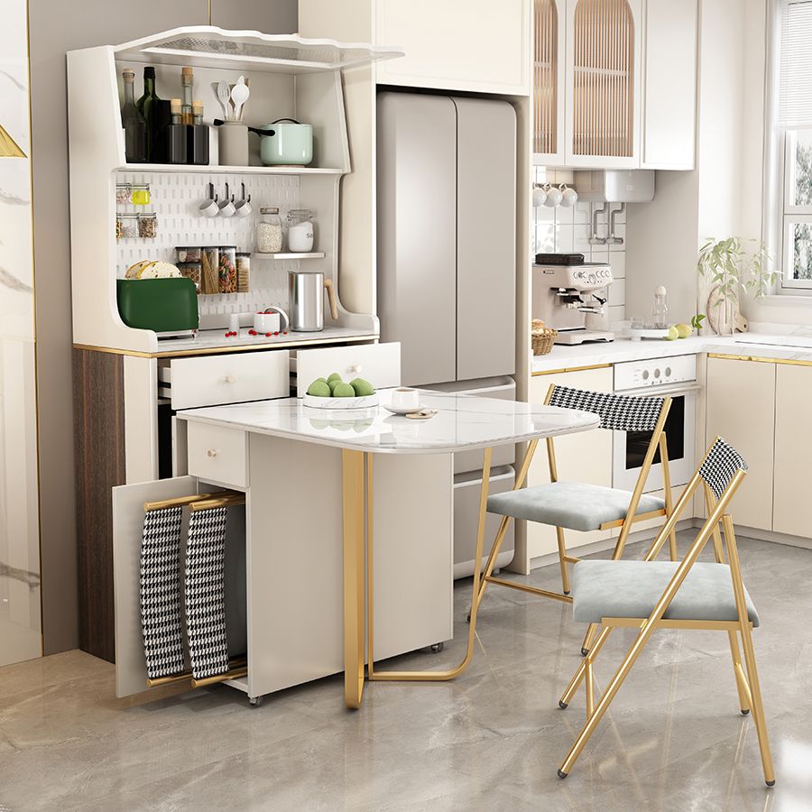 Folding Rectangle Dining Table Stone Top Dining Table with Storage Base Clearhalo 'Dining Tables & Seating' 'Dining Tables' 'dining_table' 'furn' 'furn_dining_table' 'Furniture' 'Kitchen & Dining Furniture' 1200x1200_3bb5f9ea-04eb-47c1-bbd0-76e988b1398f