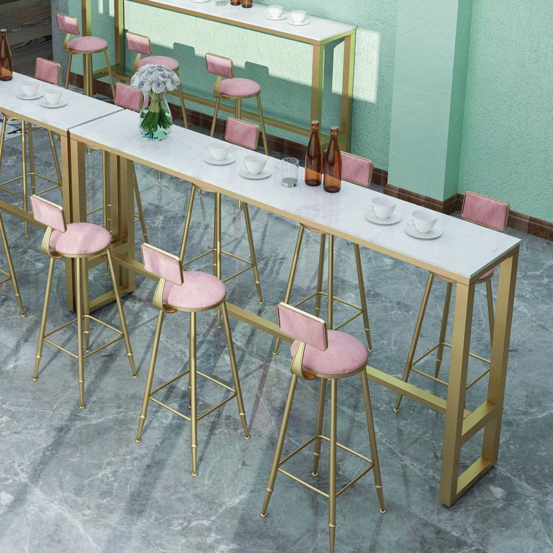 White Glam Style Bar Table in Faux Marble and Metal Living Room Simple Bar Table Clearhalo 'Bar Furniture' 'Bar Tables' 'bar_tables' 'furn' 'furn_bar_tables' 'Furniture' 'furniture_bar_tables' 'Kitchen & Dining Furniture' 1200x1200_3bb688d2-09a2-44a4-ac53-709fa0f9d787
