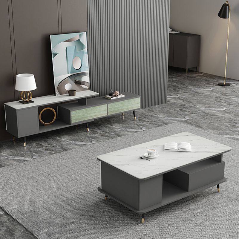 Moderne stijl leisteen wit/grijs/zwarte bovenste rechthoekige salontafel