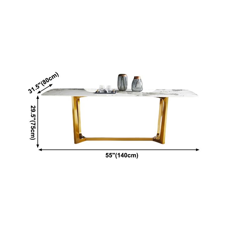 Rectangle Traditional Luxury Dining Table White Sintered Stone Table with Gold Trestle Base Clearhalo ' dining_table' 'Dining Tables & Seating' 'Dining Tables' 'furn' 'furn_dining_table' 'Furniture' 'furniture_dining_table' 'Kitchen & Dining Furniture' 'kitchen&dining_furn' 'kitchen' 'kitchen_dining_table' 1200x1200_3bba1226-ad6b-4026-a8f2-780266e3ac37