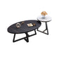 Modern Style Solid Rock SLATE Top White Gold/white/black Gold Oval Coffee Table