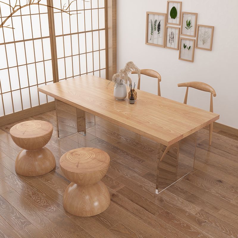 Modern Pine Solid Wood Table Rectangle Dining Table with Acrylic Double Pedestal for Restaurant Clearhalo ' dining_table' 'Dining Tables & Seating' 'Dining Tables' 'furn' 'furn_dining_table' 'Furniture' 'furniture_dining_table' 'Kitchen & Dining Furniture' 'kitchen&dining_furn' 'kitchen' 'kitchen_dining_table' 1200x1200_3bbb7e9c-7176-432a-bec8-8ee98c9690da