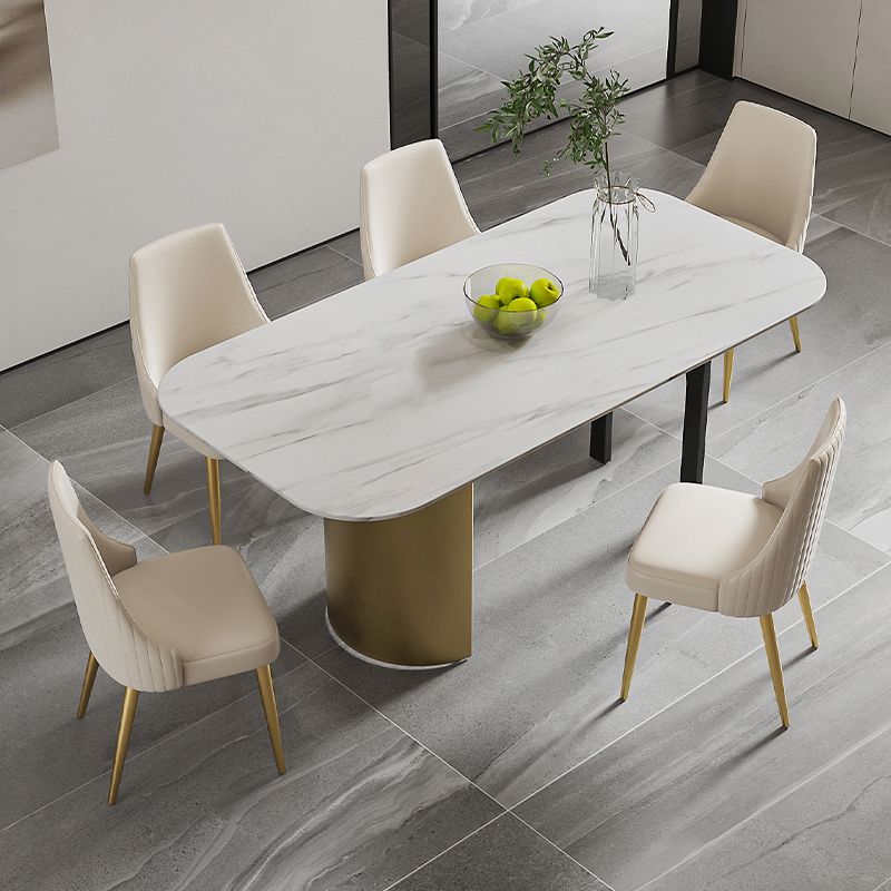 Nordic 1/4/5/6/7 Pièces Ensemble de restauration Table à manger en pierre rectangulaire pour salle à manger de cuisine