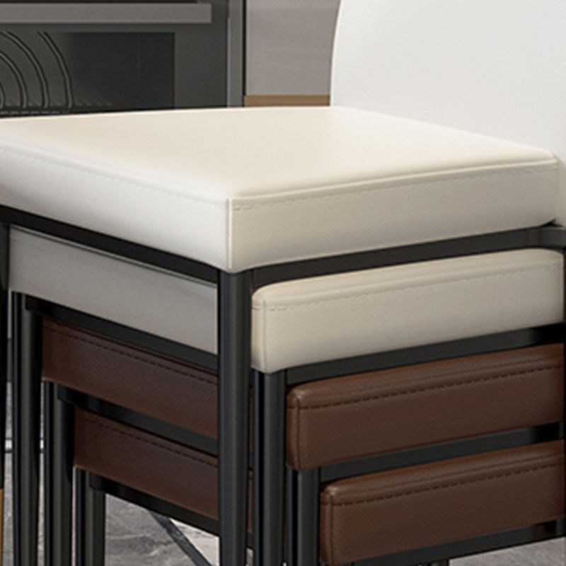 Stackable Leather Home Side Chair Modern Solid Back Dining Chair (Set of 4) Clearhalo ' kitchen&dining_furn' 'Dining Chairs' 'Dining Tables & Seating' 'dining_chair' 'furn' 'furn_dining_chair' 'Furniture' 'furniture_dining_chair' 'Kitchen & Dining Furniture' 'kitchen' 1200x1200_3bbd165f-d833-4a3c-9610-48ca9732b00d