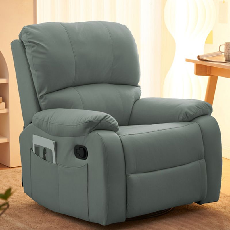 Modern Faux Leather Recliner 33.5" W Swivel Recliner Chair with Side Pockets