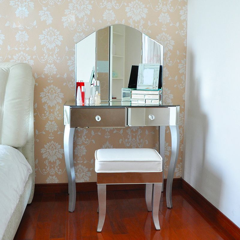 15.74 "brede ijdelheidsset met tri-voudige make-up ijdelheid van glas met laden