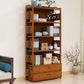 Modern Bamboo Closed Back Shelf Bookcase Floor Brown Book Shelf for Study Room
