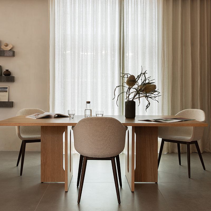 Rectangle Wood Color Dining Table Solid Wood Table Simplicity with Double Pedestal Clearhalo ' dining_table' 'Dining Tables & Seating' 'Dining Tables' 'furn' 'furn_dining_table' 'Furniture' 'furniture_dining_table' 'Kitchen & Dining Furniture' 'kitchen&dining_furn' 'kitchen' 'kitchen_dining_table' 1200x1200_3bbf39e7-e669-4361-bc71-04ab01fce794