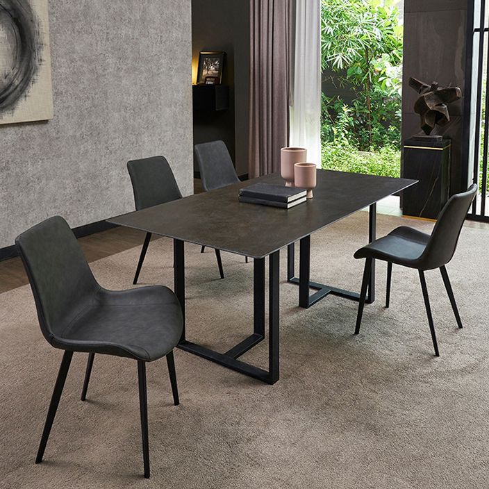 Industrial Rectangle Table Sintered Stone Table with Metal Legs for Home Clearhalo 'Dining Tables & Seating' 'Dining Tables' 'dining_table' 'furn' 'furn_dining_table' 'Furniture' 'Kitchen & Dining Furniture' 1200x1200_3bbfb3c3-290d-412c-884d-d9ecbd547701