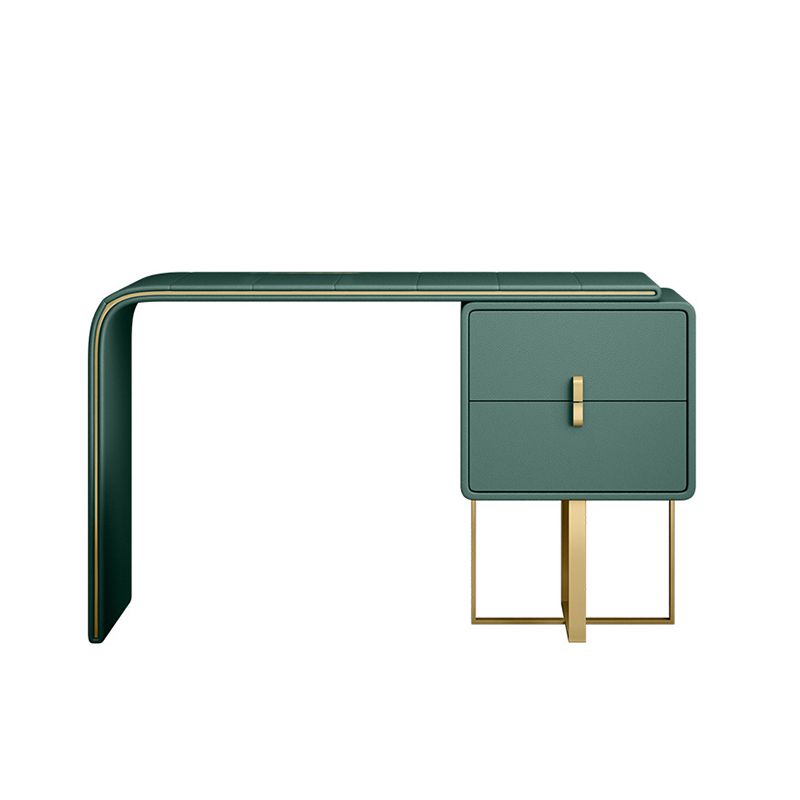 Luxe lederen make-uptafel met 2 laden 2-laden in donkergroen
