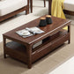 Scandinavian Rectangle Wood Coffee Table 17.7"H 4 Legs Cocktail Table with 4 Drawers
