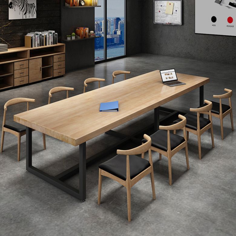 30 "H Moderner Schreibtisch Rechteckig natürlicher massiver Holzbüro Schreibtisch