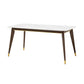 Mesa de comedor de piedra blanca rectangular contemporánea con 4 pies de madera