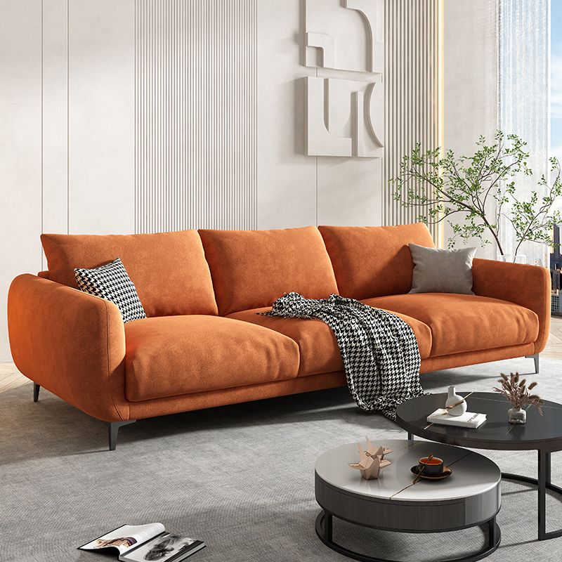 Velvet Modern Standard Sofa 35.5"W Square Arm Sofa with Bolster Pillows for Living Room Clearhalo 'furn' 'furn_sofas' 'Furniture' 'furniture_sofas' 'kitchen' 'kitchen_sofas' 'Living Room Furniture' 'Sofa' 'sofas' 1200x1200_3bc46945-26d8-4bc4-952f-c26a24375d89