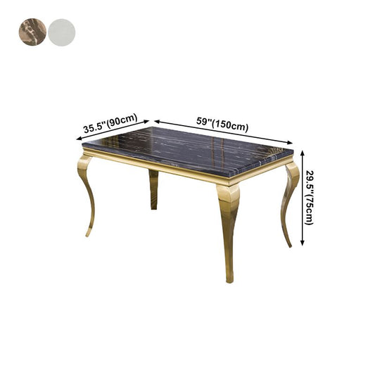 Marble Dining Table Luxury Style 4 Legs Metallic Base Rectangle Table for Home Clearhalo ' dining_table' 'Dining Tables & Seating' 'Dining Tables' 'furn' 'furn_dining_table' 'Furniture' 'furniture_dining_table' 'Kitchen & Dining Furniture' 'kitchen&dining_furn' 'kitchen' 'kitchen_dining_table' 1200x1200_3bc53be4-5409-4b7f-9b94-242a72caa650