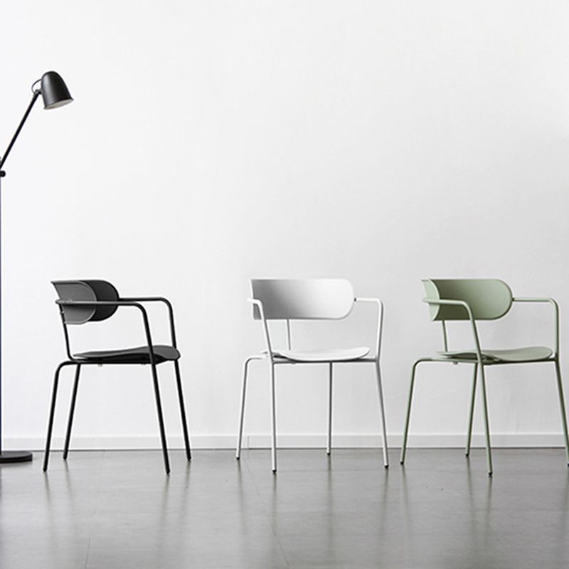 Industrial Opening Back Dining Arm Chair Kitchen Mental Dining Arm Chair Clearhalo ' kitchen&dining_furn' 'Dining Chairs' 'Dining Tables & Seating' 'dining_chair' 'furn' 'furn_dining_chair' 'Furniture' 'furniture_dining_chair' 'Kitchen & Dining Furniture' 'kitchen' 1200x1200_3bc60a64-1f37-4fda-9819-bca1702c8236