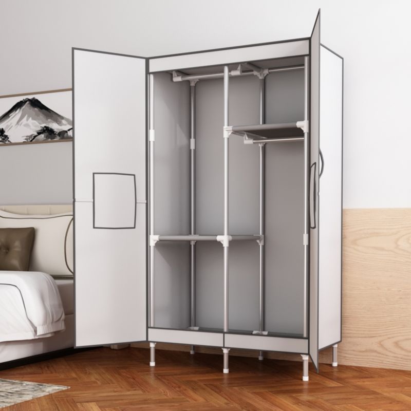 Contemporary Wardrobe Armoire Steel Wardrobe Closet with Legs for Home Clearhalo 'Armoires & Wardrobes' 'armoires_wardrobes' 'Bedroom Furniture' 'furn' 'furn_armoires_wardrobes' 'Furniture' 1200x1200_3bc80a25-8e15-405c-8ccb-01b45bfb0e38