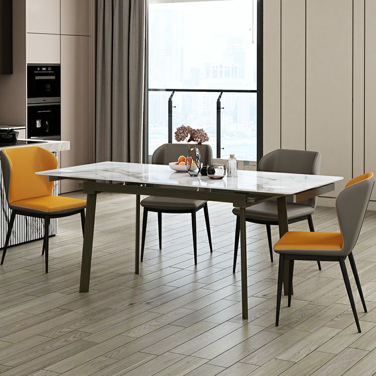 Contemporary Sintered Stone Dining Furniture with Rectangle DiningSet with Removable Leaf Clearhalo 'Dining Room Sets' 'Dining Tables & Seating' 'dining_room_set' 'furn' 'furn_dining_room_set' 'Furniture' 'furniture_dining_room_set' 'Kitchen & Dining Furniture' 1200x1200_3bc86925-86bf-4890-b469-6753e71e3ba2