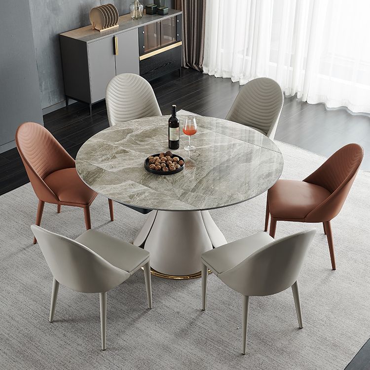 Casual Extendable Round Shape Table Sintered Stone Standard Dining Table for Kitchen Clearhalo ' dining_table' 'Dining Tables & Seating' 'Dining Tables' 'furn' 'furn_dining_table' 'Furniture' 'furniture_dining_table' 'Kitchen & Dining Furniture' 'kitchen&dining_furn' 'kitchen' 'kitchen_dining_table' 1200x1200_3bc87169-a21f-4ab0-85fd-c9c1caadc2de