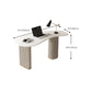 Contemporary Stone Writing Desk 29.53" Tall White Office Desk