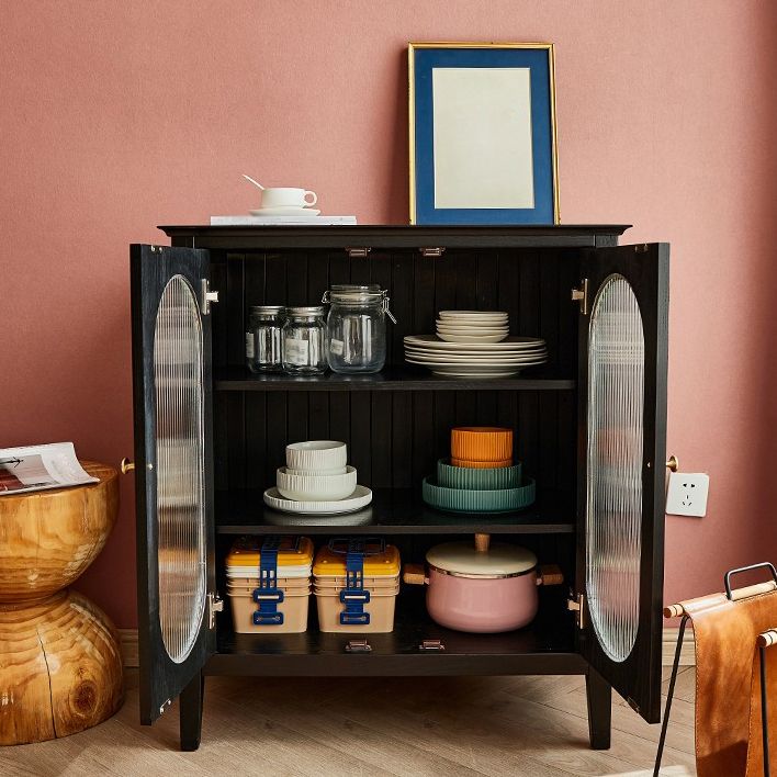 Pine in legno soggiorno mobile sideboard mobile moderno server moderno con archiviazione e porta di vetro