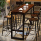 Table de salle à manger de bar de style industriel, tabouret de bar en bois massif avec base noire