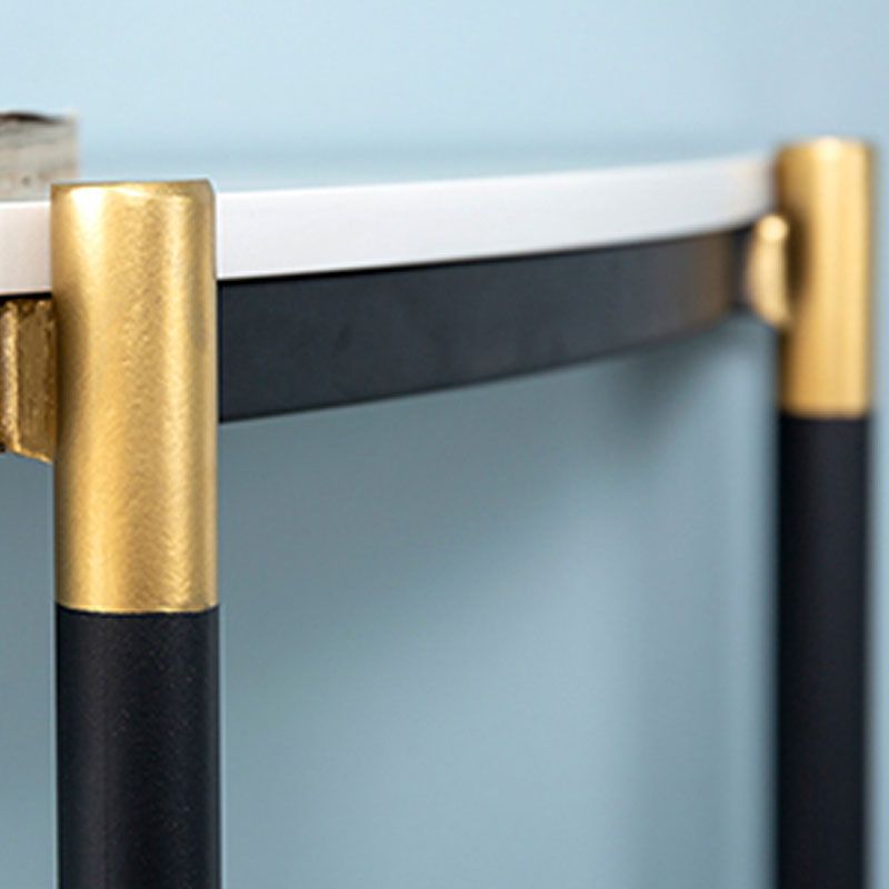 Tavolino console in marmo glam mezza luna 4 gambe accento tavolo per hall