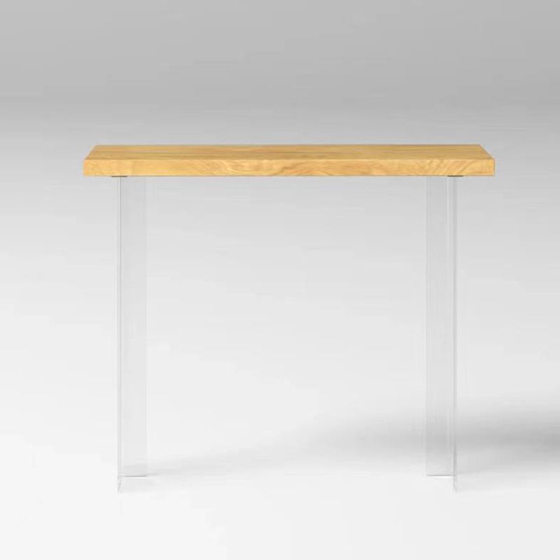 Solid Wood Acrylic Base Double Pedestal Bar Table for Kitchen Dining Room Clearhalo 'Bar Furniture' 'Bar Tables' 'bar_tables' 'furn' 'furn_bar_tables' 'Furniture' 'Kitchen & Dining Furniture' 1200x1200_3bd6740c-a999-4b24-bd7a-8a22497c33a5