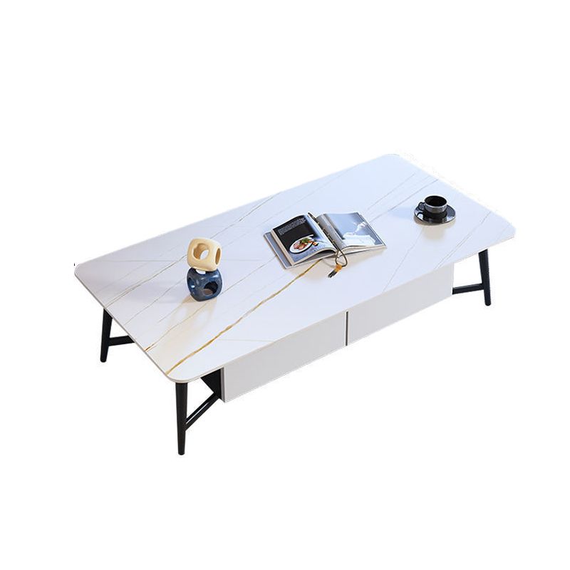Modern Style Rock Slate Black Gold/white Gold/White Black with 2 Drawer Coffee Table