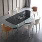 Modern Glass Base Table Rectangle Stone Top Dining Table for Kitchen