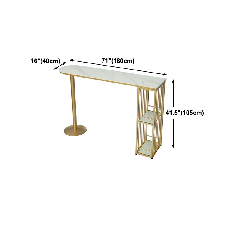 Glam Gold Iron Bar Table Faux Marble White Top Specialty 41.3"H Bistro Table Clearhalo 'Bar Furniture' 'Bar Tables' 'bar_tables' 'furn' 'furn_bar_tables' 'Furniture' 'furniture_bar_tables' 'Kitchen & Dining Furniture' 1200x1200_3bda1283-13ec-4ca8-9017-5a6dbb094e87