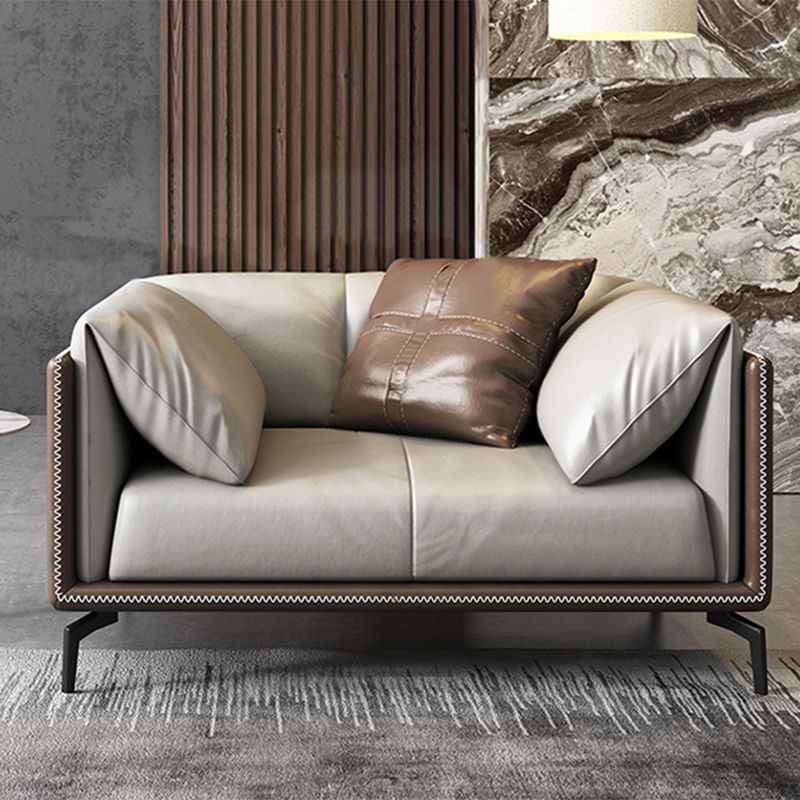 Asiento de cuero de la sala de estar del brazo de almohada de cojines contemporáneos