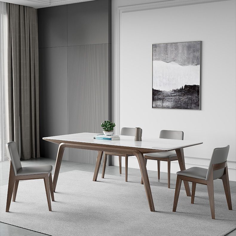 Modern Stone Rectangle Dining Table 4 Legs Table for Kitchen Clearhalo 'Dining Tables & Seating' 'Dining Tables' 'dining_table' 'furn' 'furn_dining_table' 'Furniture' 'Kitchen & Dining Furniture' 1200x1200_3bdb3ba1-7679-4a11-8022-f51507a1e1e4