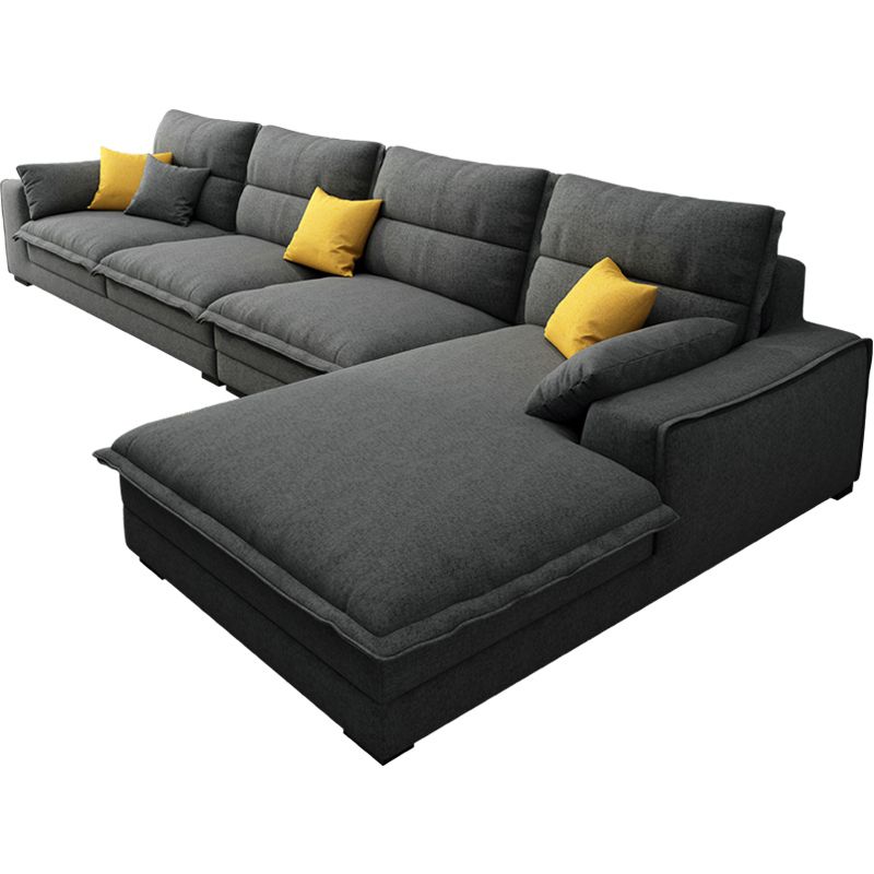 71" W Sectional Sofa L-Shape Stationary Linen Sectional Sofa