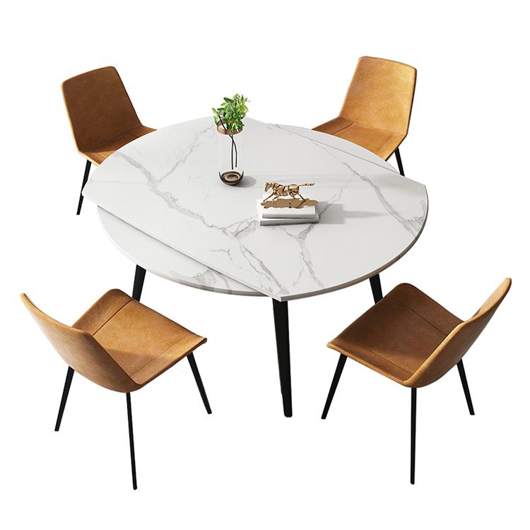 Modern Style Sintered Stone Dining Table White Round Table with Metal Base for Home Clearhalo ' dining_table' 'Dining Tables & Seating' 'Dining Tables' 'furn' 'furn_dining_table' 'Furniture' 'furniture_dining_table' 'Kitchen & Dining Furniture' 'kitchen&dining_furn' 'kitchen' 'kitchen_dining_table' 1200x1200_3bdcfcc5-5d5e-405a-9295-71446c97c0b0