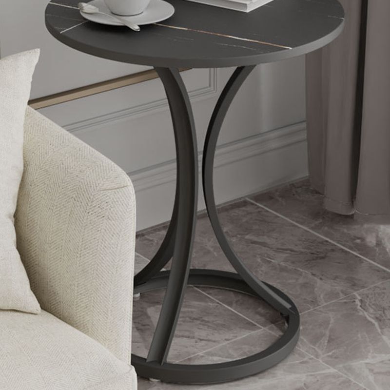 モダンスレートラウンドサイドエンドテーブルフレームベースタイプソファテーブル